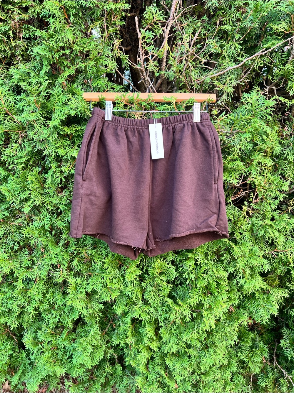 naked wardrobe Brown Elastic Waist Athletic Shorts